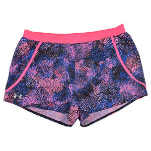 Under Armour Wom LG Loose Fit Heatgear Lined Pink Blue Athletic Shorts Exercise
